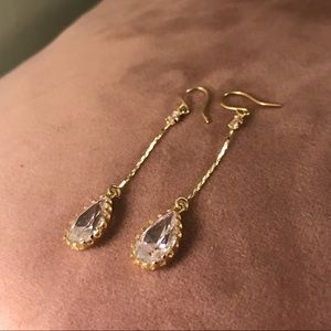 Crystal teardrop gold drop earrings sparkle ⭐️